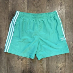 Adidas 3 Stripe Swim Shorts size Large Mint Green Excellent Condition - Picture 1 of 4