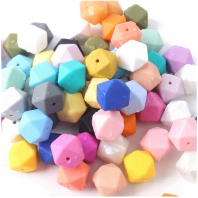 Hexagon Silicone Loose Beads Geometric Shaped Beads DIY Necklace Jewelry Making - Image 1 of 4