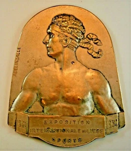 1930 Exposition Internationale De Liege Sports Cycling Medal by Adelin Salle  - Picture 1 of 6