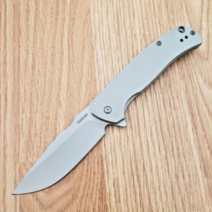 Kershaw Scour Folding Knife 3.38" 8Cr13MoV Steel Blade Stainless Steel Handle - Picture 1 of 11