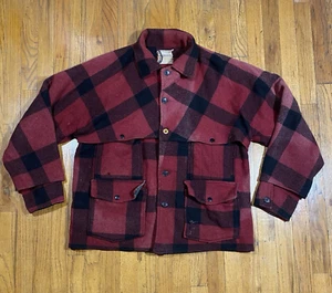 Vintage 50s 60s Penney's Mackinaw Cruiser Red Hunting Jacket Coat Wool Plaid L - Picture 1 of 14