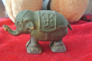 Vintage Elephant Figurine Toy Moving Feet Painted Plastic Animal Walker - Picture 1 of 5