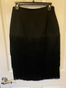 Michael Kors Collection Black Fringed Skirt - Size 6 - Picture 1 of 6