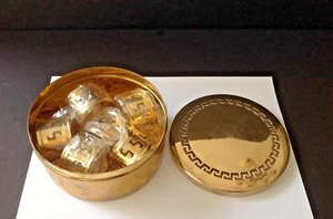 Set of 6 Vintage 1 LBS Solid Brass Napkin Rings Holders In Original Brass Box - Picture 1 of 3