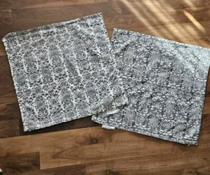 IKEA Akerkulla 26x26 Sq Euro Pillow Cover White Gray Floral Lot Of 2 Reversible - Picture 1 of 7