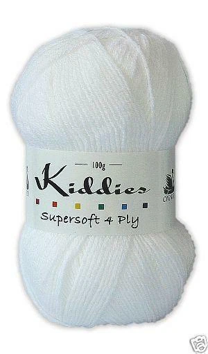 Cygnet Kiddies Supersoft 4 Ply Acrylic Yarn Wool 100g - 208 White - Image 1 of 1