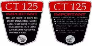 Calcomanías laterales de cuadro CT125 K1 CT70 estilo 125cc, más pequeñas para Icebear Champion - Imagen 1 de 2