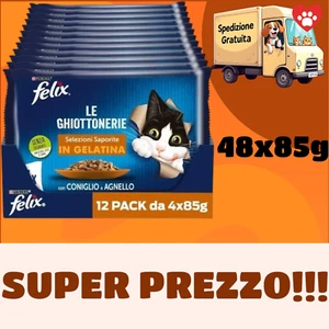 48 Pz 85g Purina Felix Le Ghiottonerie Cibo Umido per Gatti CONIGLIO AGNELLO - Imagen 1 de 3