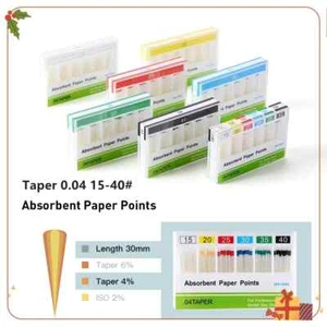 Dental Endo Root Canal Gutta Absorbent Paper Point PP 0.04 Taper 15-40# 100Pc/pk - Picture 1 of 22