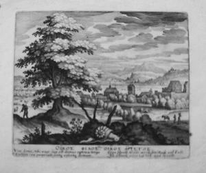 Landschaft mit der Schnecke echter Kupferstich Merian Jugendwerk 1624 W. 472 - Picture 1 of 2