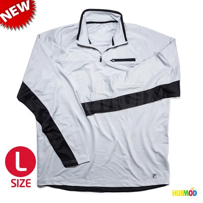 NEW FILA Men's Performance Athletic 1/4 Zip Pullover Active Top Gray/Black Large - Image 1 of 4