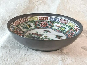 Japanese Porcelain Ware Pewter Encased Bowl Decorated in Hong Kong - Picture 1 of 12