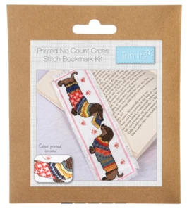 Woolly Jumper Dachshunds Bookmark | Complete Cross Stitch Kit - Picture 1 of 1