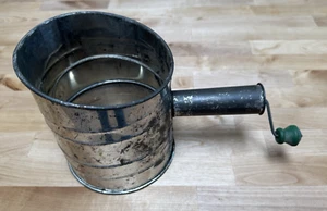 Vintage Rustic Farmhouse Nesco Metal Flour Sifter Handle Crank with Wooden Knob - Picture 1 of 6