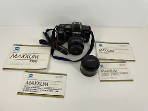 Appareil photo reflex argentique 35 mm Minolta Maxxum 7000 avec 2 objectifs et manuels fonctionne - Photo 1 sur 12
