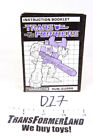 Hun-Gurrr Instructions 1987 Vintage Hasbro G1 Transformers Action Figure For Sale
