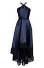 ML Monique Lhuillier Women Navy Mikado Sleeveless Hi-Low Evening Dress Gown 2