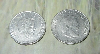 Hungary 5 Forint coin lot x2 1983 (83-1989) 1971 (71-1982) Lajos Kossuth 2 vers. - Image 1 of 4