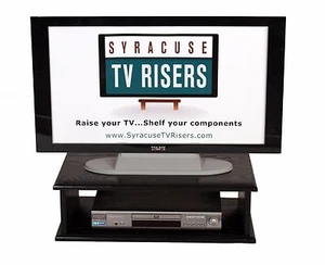 Black Double Top TV Riser-Solid ,Safe real wood,open-26x14x8-Syracuse TV Risers - Picture 1 of 12