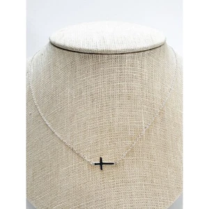 Cruz Religiosa Placa de Plata 15 Pulgadas Cadena Delicado Collar Vendedor de EE. UU. - Imagen 1 de 8