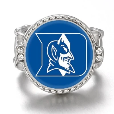 Anillo de fútbol americano Blue Devils plateado con acento de cristal para mujer con paquete de regalo D12 Foto 1 de 4