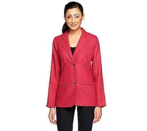 Isaac Mizrahi Size 10 Pink Raspberry Herringbone Notch Collar Blazer - Picture 1 of 4