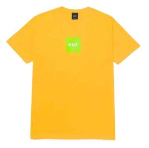 Huf Worldwide Skateboard Camiseta T-Shirt Tee Box Logo Limón Amarillo En L - Imagen 1 de 2