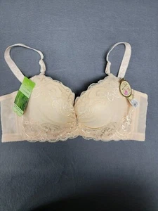 NWT XILAIZI Bra Sz 42D Beige Lace Lightly Padded Rhinestone Accent Push up - Picture 1 of 6