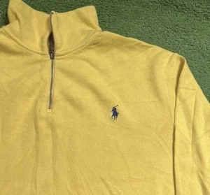 Polo Ralph Lauren Pullover Herren Extra Large Gelb Rippstrick 1/4 Reißverschluss Old Money Vintage - Bild 1 von 6