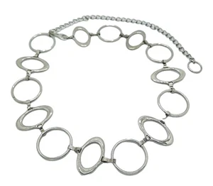 Catena ovale e circolare tono argento regolabile 30" - 43" cintura OTTIME CONDIZIONI - Foto 1 di 2