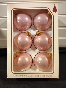 Vintage Weihnachten von Krebs Candy Rose Rosa Glaskugel Ornamente 6er Set  - Bild 1 von 3