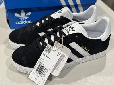 Adidas Unisex Niños Originales Gazelle Junior Tenis Negro/Blanco/Dorado Talla 4 Foto 1 de 4