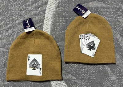Champion Beanie Knit Hat Ace of Spades Poker Card Design Mustard Royal Flush — 第 1/4 张图片