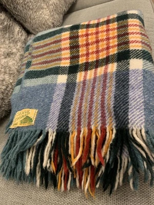 Vintage Ulster Rug Blanket Pure Wool Heritage Colorful Plaid Blanket IRELAND - Image 1 of 4