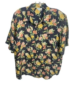 Camicia vintage WHITBY taglia F3/1X 100% seta lavata, bottoni, floreale morbida colorata - Foto 1 di 14
