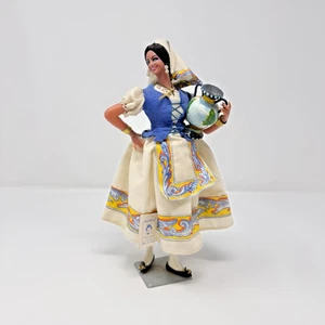 Vintage Marin Chiclana Spain Figurine Female White Blue Dress Jewelry Jug w/ Tag - Picture 1 of 10