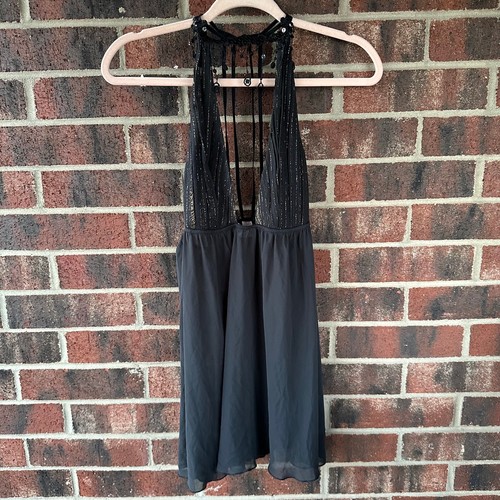UNDERCOVER Md Y2K Vintage Victoria’s Secret Vestito Babydoll Slip Seta Halter Paillettes
