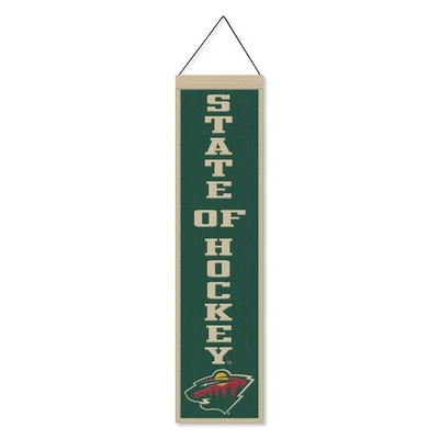 Minnesota Wild State Of Hockey 8x32 Inch Vertical Wool Embroidered Hanging - Image 1 of 4