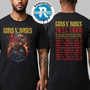 T-shirt unisex Guns n Roses 2025 Tour Tee Incheon KR Admat Cities List per tifosi - Foto 1 di 7