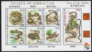 1¢ WONDER'S ~ GIBRALTAR JAHR DER SCHLANGE SEHR GUTER ZUSTAND POSTFRISCH S/S ~ P20 - Bild 1 von 1
