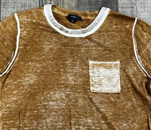 J Crew Pullover Damen Large Kurzarm leicht seidig weich hellbraun - Bild 1 von 5