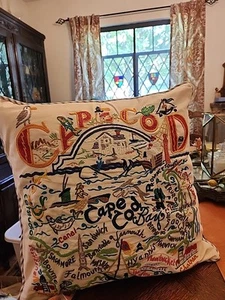 2010 18x18 CATSTUDIO Hand Embroidered CAPE COD Pillow EUC - Picture 1 of 24