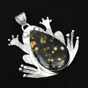 Ocean Jasper Gemstone Ethnic Handmade Frog Pendant Jewelry Gift 2.08" AP-10652 - Picture 1 of 1