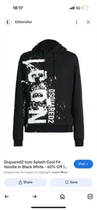 Men’s DSQUARED2 Black & White Hoodie - - Picture 1 of 1