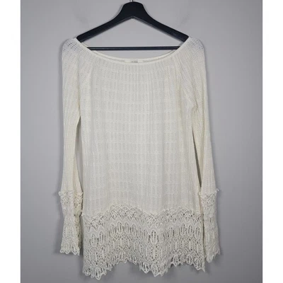 Suéter Umgee M/L Mujer Pullover Crochet Encaje Borde Manga Larga Boho Vream Foto 1 de 4