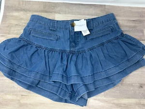NWT~American Eagle Stretch Mini Ruffle Denim Skort~Size 8~Deep Pockets~Mid-Rise - Picture 1 of 11