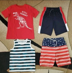 Lot of 4 Bots T-shirt, Tank Top, Shorts, Swim Trunks GapKids/OshKosh Sz 8-12 y.o - Picture 1 of 3