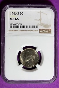 1946 S NGC MS66 Jefferson Nickel #B32238 - Picture 1 of 2