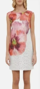 Wedding Guest Dress Ted Baker Size 5=US 12 White Expressive Pansy Diliani NWT - Picture 1 of 8