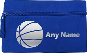 Basketball Print Blue Personalised Kids Child School Pencil Case B-day Xmas - Picture 1 of 10